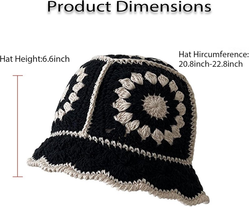 Busnos Crochet Bucket Hats for Women Handmade Hat Cute Foldable Knitted Hats for Women - Image 3